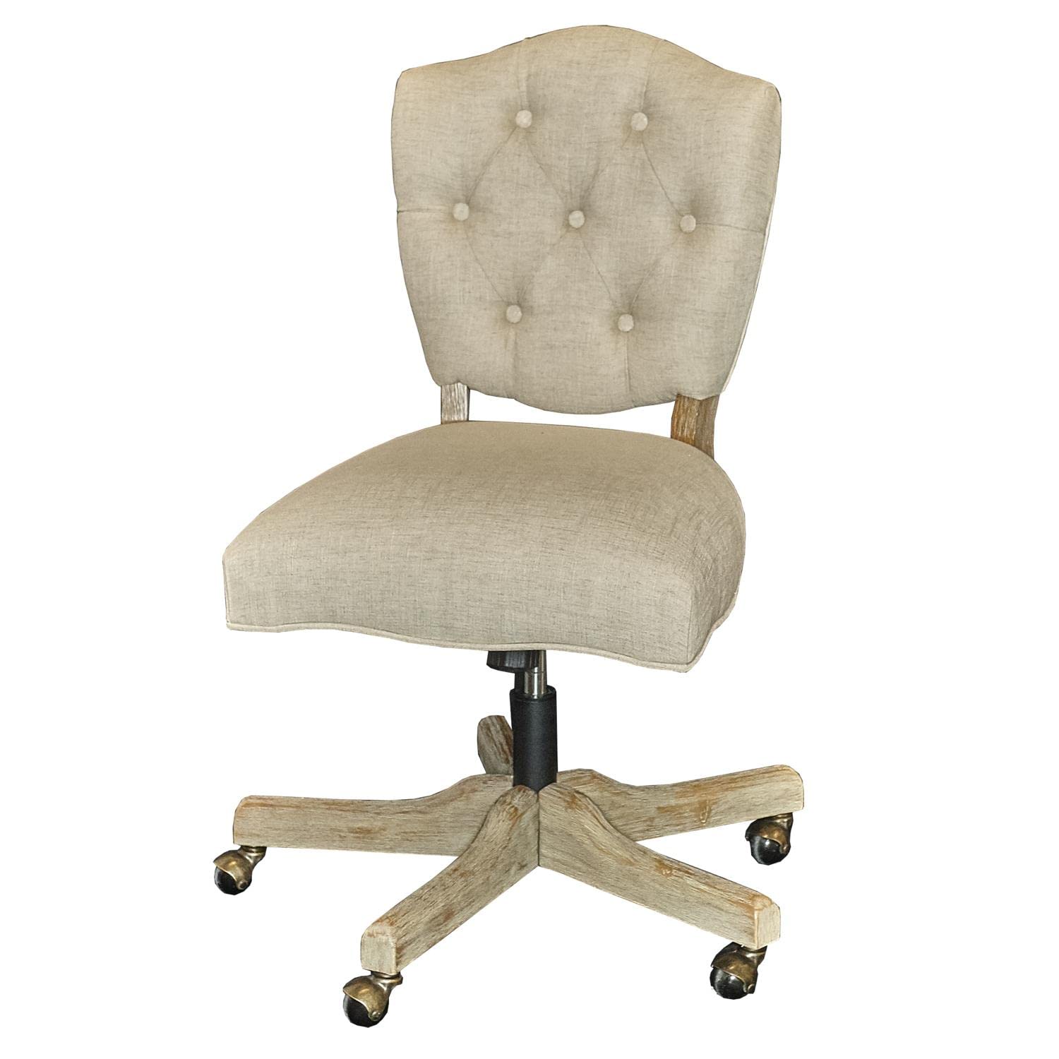 Linon Kelsey White Office Chair - Color:Natural Natural