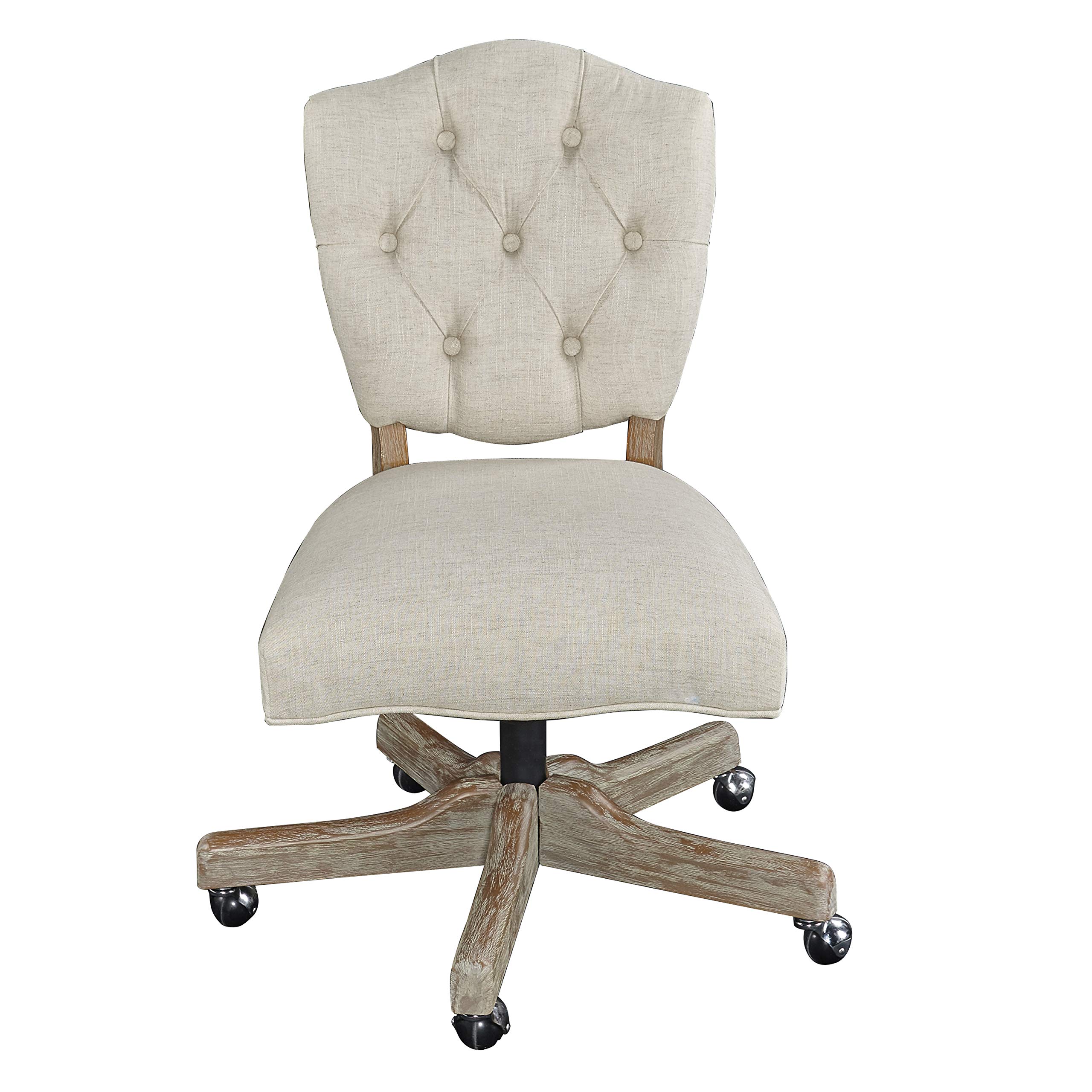 Linon Kelsey White Office Chair - Color:Natural Natural