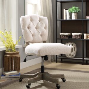 Linon Kelsey White Office Chair - Color:Natural Natural