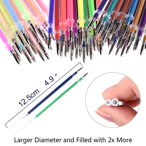 130 Colors Gel Pen Refills - Glitter Metallic Pastel Fluorescence Neon, Pen Ink Refills for Adult Coloring Books, Scrapbooking, Drawing