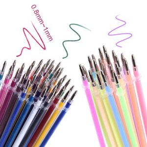 130 Colors Gel Pen Refills - Glitter Metallic Pastel Fluorescence Neon, Pen Ink Refills for Adult Coloring Books, Scrapbooking, Drawing