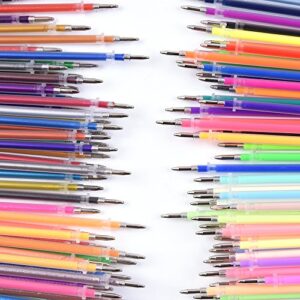 130 Colors Gel Pen Refills - Glitter Metallic Pastel Fluorescence Neon, Pen Ink Refills for Adult Coloring Books, Scrapbooking, Drawing