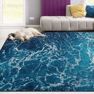 naanle ocean beach theme area rug 3'x5', sea waves polyester area rug mat for living dining dorm room bedroom home decorative