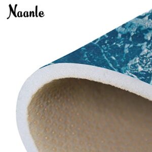 Naanle Ocean Beach Theme Area Rug 3'x5', Sea Waves Polyester Area Rug Mat for Living Dining Dorm Room Bedroom Home Decorative