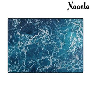 Naanle Ocean Beach Theme Area Rug 3'x5', Sea Waves Polyester Area Rug Mat for Living Dining Dorm Room Bedroom Home Decorative