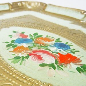 IMA TRADING 90-1PF3GG Antique Style Tray, Green & Gold, 14.2 x 10.2 x 0.8 inches (36 x 26 x 2 cm)