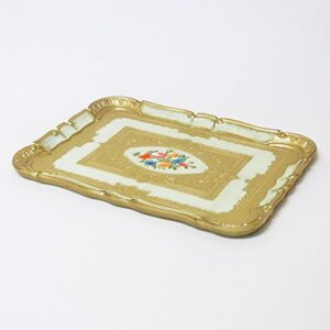 IMA TRADING 90-1PF3GG Antique Style Tray, Green & Gold, 14.2 x 10.2 x 0.8 inches (36 x 26 x 2 cm)