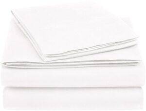 amazon basics essential cotton blend bed sheet set,3 pcs, twin, white