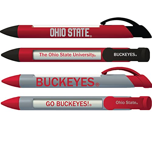 Greeting Pen Ohio State University Buckeyes Rotating Message Pens - 4 Pack (8043) Officially Licensed Collegiate Product