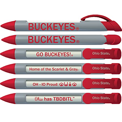 Greeting Pen Ohio State University Buckeyes Rotating Message Pens - 4 Pack (8043) Officially Licensed Collegiate Product