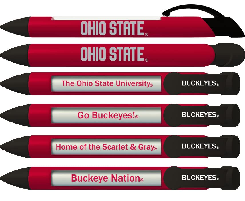 Greeting Pen Ohio State University Buckeyes Rotating Message Pens - 4 Pack (8043) Officially Licensed Collegiate Product