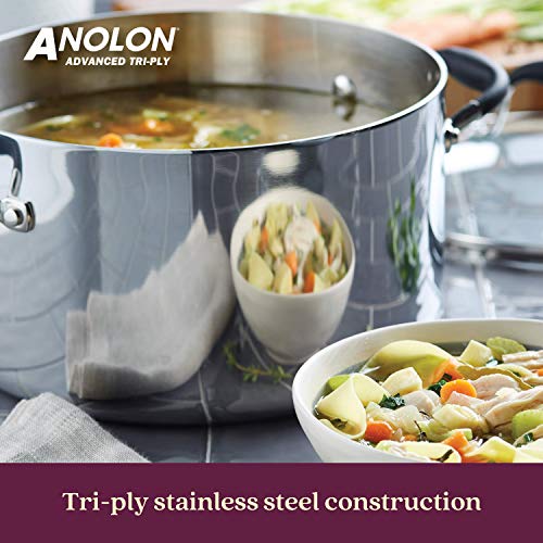 Anolon Advanced Triply Stainless Steel Cookware Pots and Pans Set, 10 Piece, Onyx