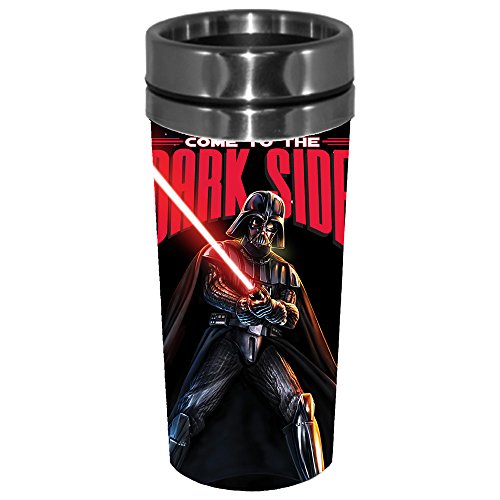 Silver Buffalo Disney Star Wars Darth Vader Come to the Dark Side Steel Travel Mug, 16 oz, Multicolor