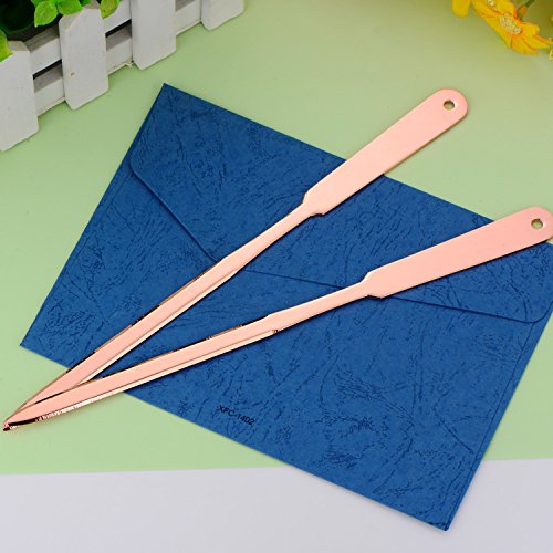 Outus 2 Pack Letter Openers Envelope Opener Stainless Steel Hand Letter Envelope Knife Lightweight Envelope Slitter (Rose Gold)