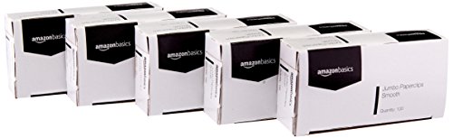 Amazon Basics Jumbo Size Office Paper Clips, Smooth, 100 per Box, 10-Pack