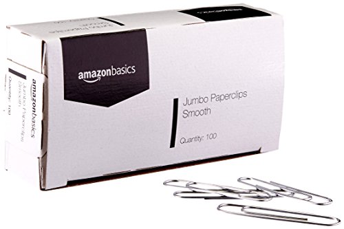 Amazon Basics Jumbo Size Office Paper Clips, Smooth, 100 per Box, 10-Pack