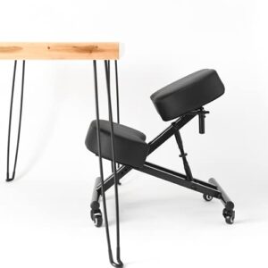 Sleekform Kneeling Chair - Home Office Desk Stool for Back Posture Support, Comfortable Cushions, Angled Seat, Wheels, Rolling, Black…