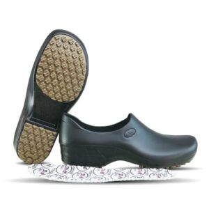 Sticky Nursing Shoes Women - Chefs - Kitchen - Nurses - Clogs for Work - Waterproof Non Slip (Black, 8)