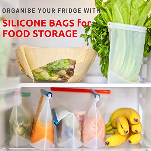 Reusable Silicone Food Storage Bags 3 Pack - 2 Large Food Bags 50OZ & 1 Quart Silicone Bag - Reusable Freezer Bags Leakproof - Reusable Sandwich Bags Dishwasher Safe - Silicone Sous Vide Bags Airtight