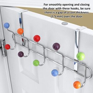 Galashield Over The Door Hook Multi Color Ceramic Knobbed Hooks and Stainless Steel Organizer Door Hanger Towel Rack