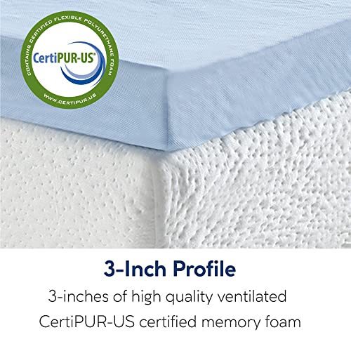 Classic Brands 3-Inch Cool Cloud Gel Memory Foam Mattress Topper With Free Cover, Queen