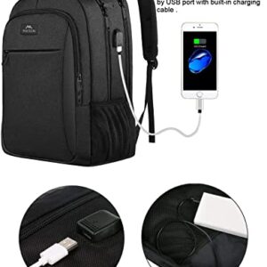 MATEIN Business Laptop Backpack, 15.6 Inch Travel Laptop Bag Rucksack with USB Charging Port, Water-Resistant Bag Daypack for Work Anti-Theft College Computer Men Women Backpack, Black