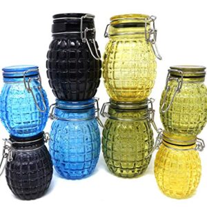 Grenade Shaped Colored Glass Airtight Container (250mL, Black)