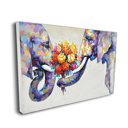 Pinetree Art Elephant Artwork Canvas Wall Art Painting Elephant Wall Decor for Home Decoration (36 x 24 inch, Framed)