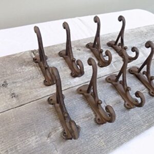 8 Rustic Entryway Hooks Coat Hooks Wall Mounted Double Vintage Looking Coat Hangers Pack of 8