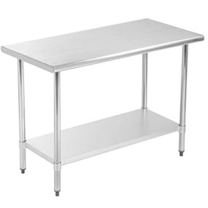 kitchen work table stainless steel metal commercial nsf scratch resistent and antirust work table with adjustable table toot,24 x 48 inches