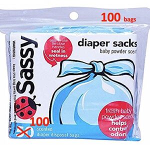 Sassy Disposable Scented Diaper Sacks - 100 Count - 25 Sacks per Roll, Blue (40012)