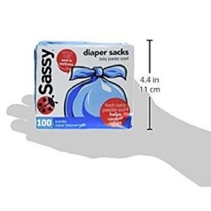 Sassy Disposable Scented Diaper Sacks - 100 Count - 25 Sacks per Roll, Blue (40012)