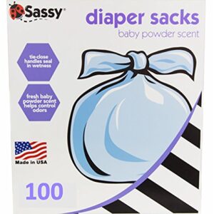 Sassy Disposable Scented Diaper Sacks - 100 Count - 25 Sacks per Roll, Blue (40012)