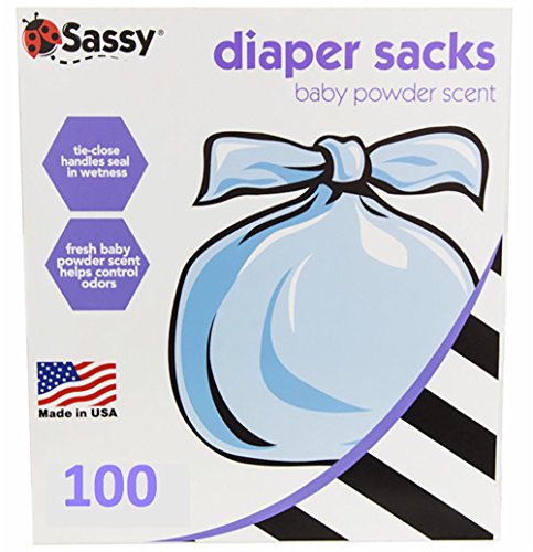 Sassy Disposable Scented Diaper Sacks - 100 Count - 25 Sacks per Roll, Blue (40012)