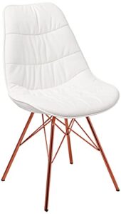 osp home furnishings langdon faux leather task chair with rose gold base, white