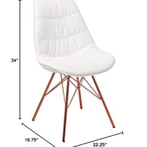 OSP Home Furnishings Langdon Faux Leather Task Chair with Rose Gold Base, White