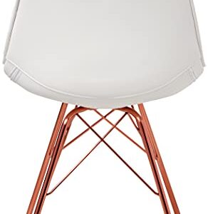 OSP Home Furnishings Langdon Faux Leather Task Chair with Rose Gold Base, White