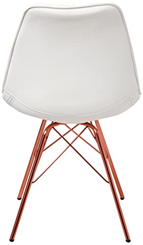 OSP Home Furnishings Langdon Faux Leather Task Chair with Rose Gold Base, White