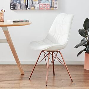 OSP Home Furnishings Langdon Faux Leather Task Chair with Rose Gold Base, White