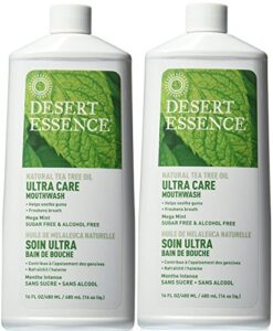 ultra care mouthwash - made with natural tea tree oil - sugar-free, alcohol-free - mega mint, 16 fl oz (pack of 2)