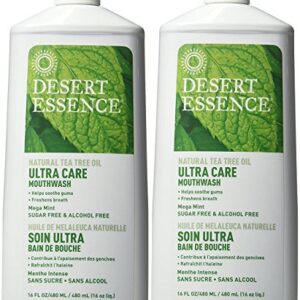 Ultra Care Mouthwash - Made With Natural Tea Tree Oil - Sugar-Free, Alcohol-Free - Mega Mint, 16 fl oz (Pack of 2)