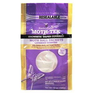 reefer-galler moth-tek lavender-scented moth ball packets - 12 oz - snowhite paper covered moth ball packet for closets, drawers, and more