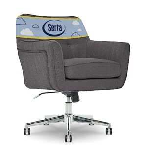 serta ashland ergonomic home office chair with memory foam cushioning chrome-finished stainless steel base, 360-degree mobility, dark grey