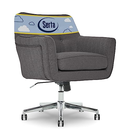 Serta Ashland Ergonomic Home Office Chair with Memory Foam Cushioning Chrome-Finished Stainless Steel Base, 360-Degree Mobility, Dark Grey