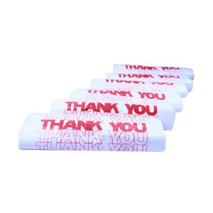 R Noble Thank You Reusable Disposable Grocery Plastic T-Shirt Bags, 600 Count, 1/6, 12" X 6.5" X 21", 15mic (600)