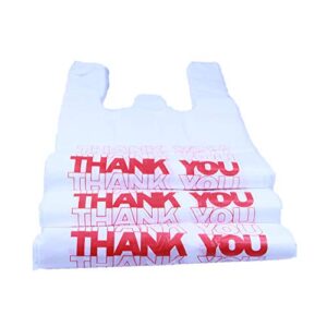 R Noble Thank You Reusable Disposable Grocery Plastic T-Shirt Bags, 600 Count, 1/6, 12" X 6.5" X 21", 15mic (600)