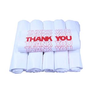 R Noble Thank You Reusable Disposable Grocery Plastic T-Shirt Bags, 600 Count, 1/6, 12" X 6.5" X 21", 15mic (600)