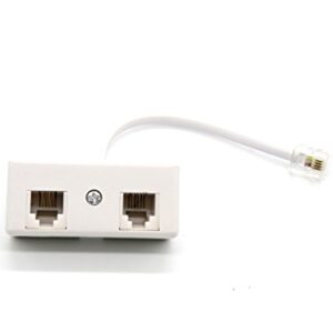 2-Way RJ11 Telephone Plug to RJ11 Socket Adapter and Splitter for Landline Telephone