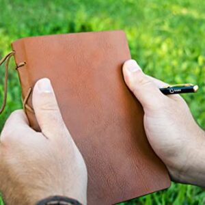 TROEX PU Leather Journal Writing Notebook with Ballpoint Pen, String Closure & Unlined Pages- Light Brown Leather Bound Journal for Men & Women- Vintage Style Handmade Leather Notebook Journal