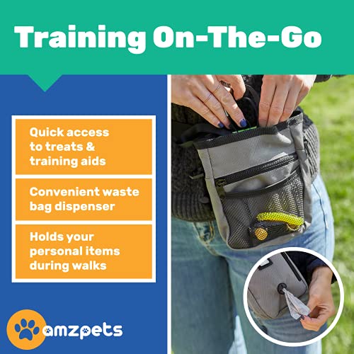 AMZpets Dog Training Set, Puppy Supplies Starter Kit with Dogs Clicker, Treat Pouch Bag, Housetraining Door Bells, Ultrasonic Whistle, for Teaching Pet Commands, Bark Control, and Potty Training